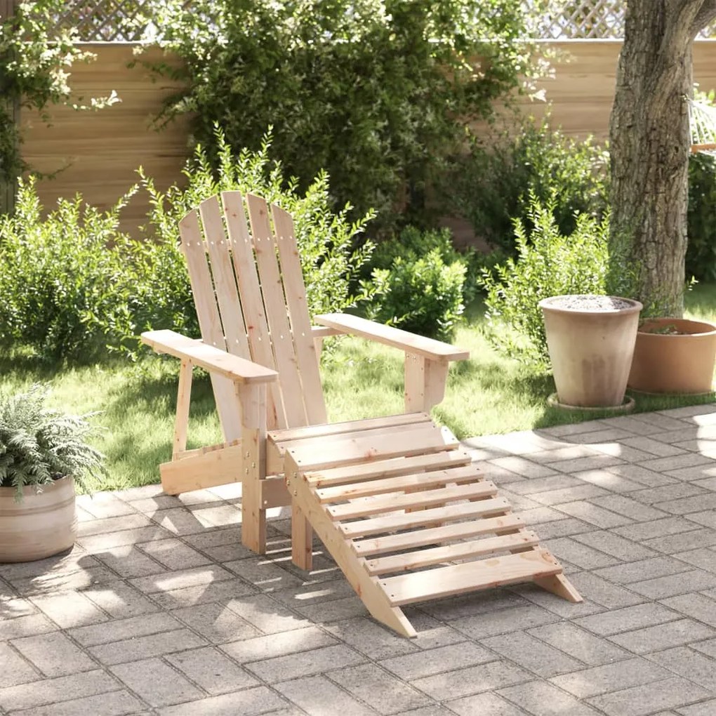 vidaXL Scaun Adirondack cu taburet, lemn masiv de brad