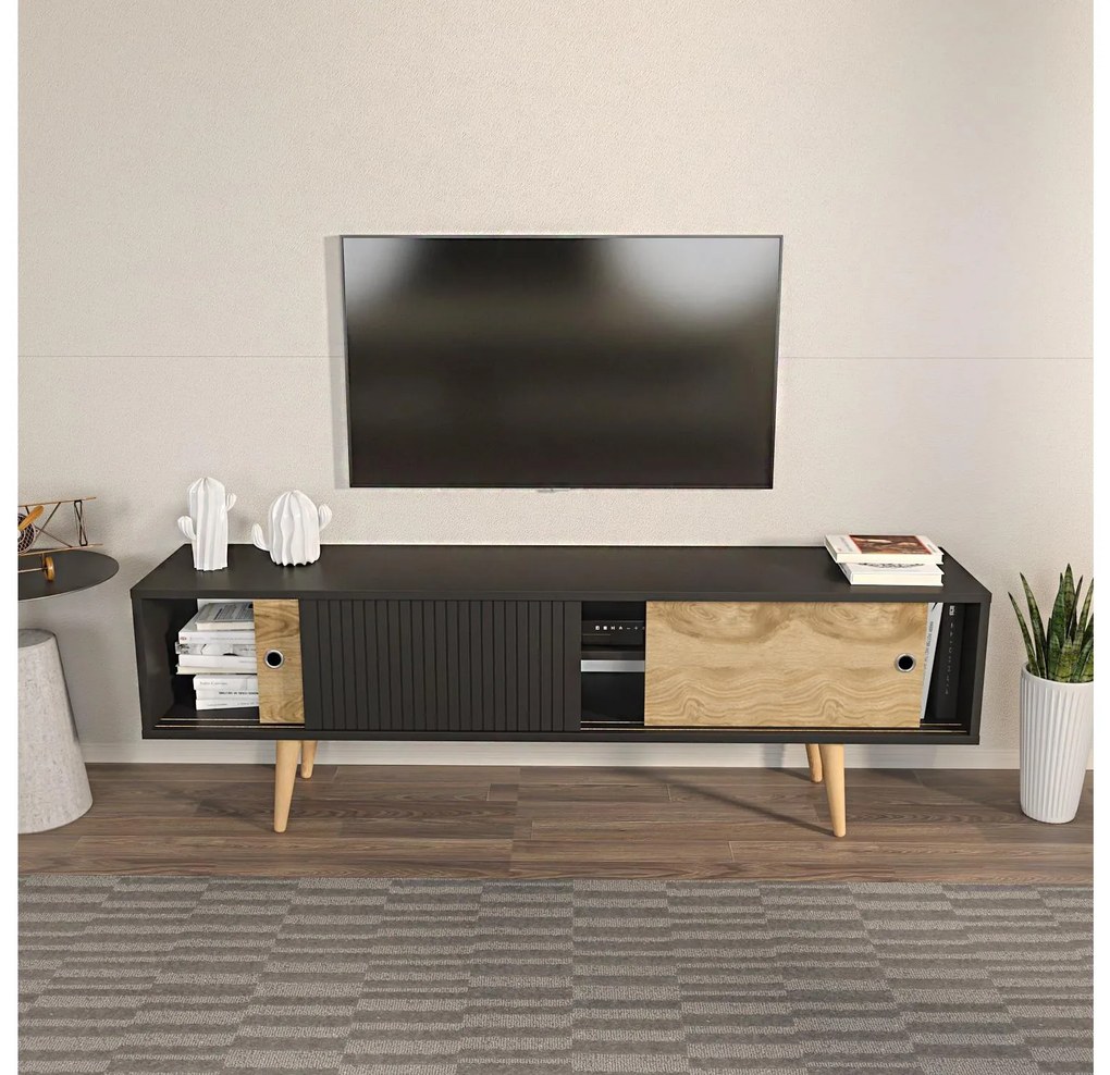 Dulap TV Ecranissa (antracit + Stejar). 1107289