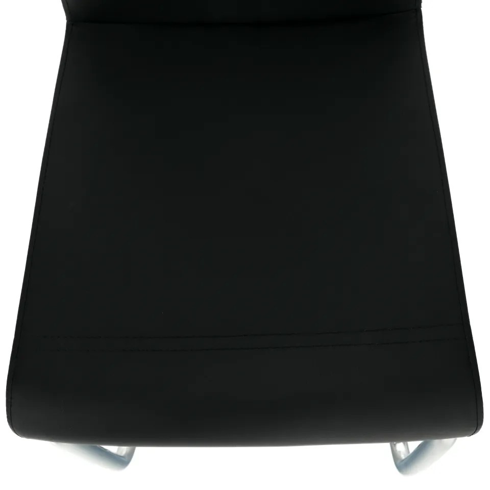 Scaun sufragerie, piele eco neagra alb, metal cromat