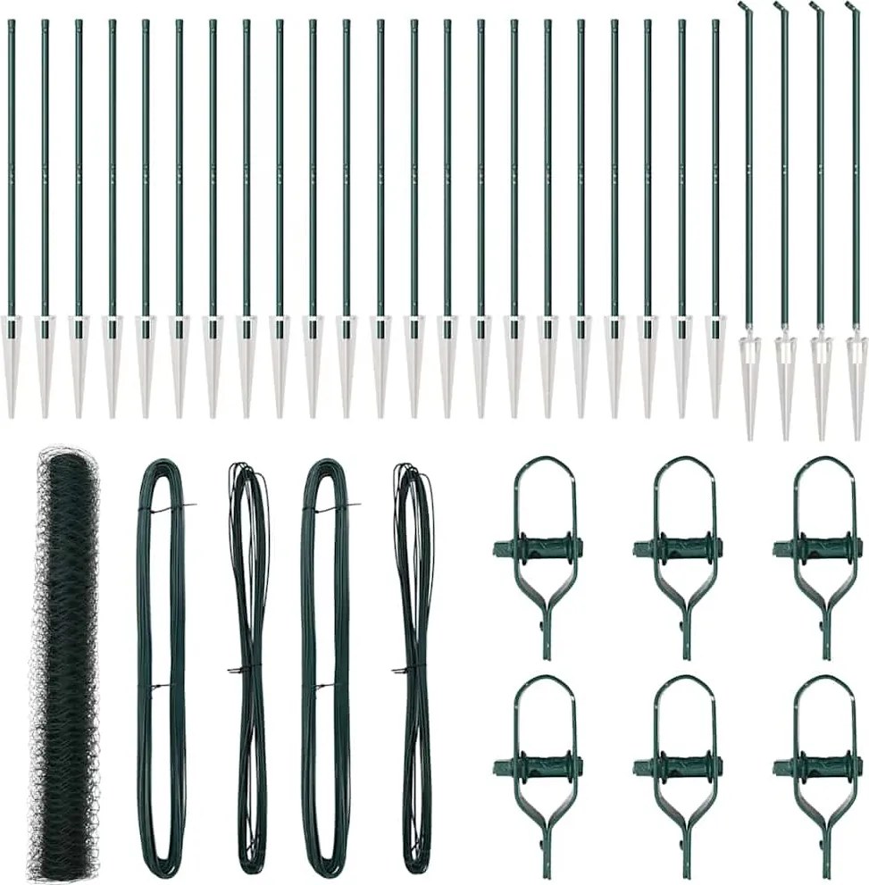 vidaXL Stâlp de gard. Verde 50 x 1,4 m (plasă de 50 mm) Oțel și PVC