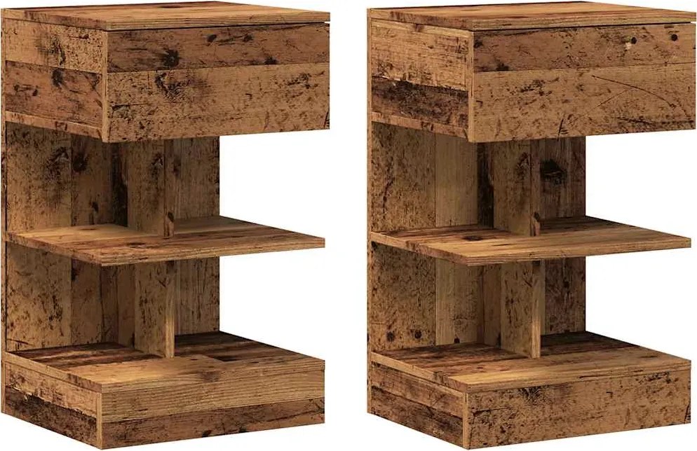 vidaXL Noptiere, 2 buc., lemn vechi, 40x35x65 cm, lemn prelucrat