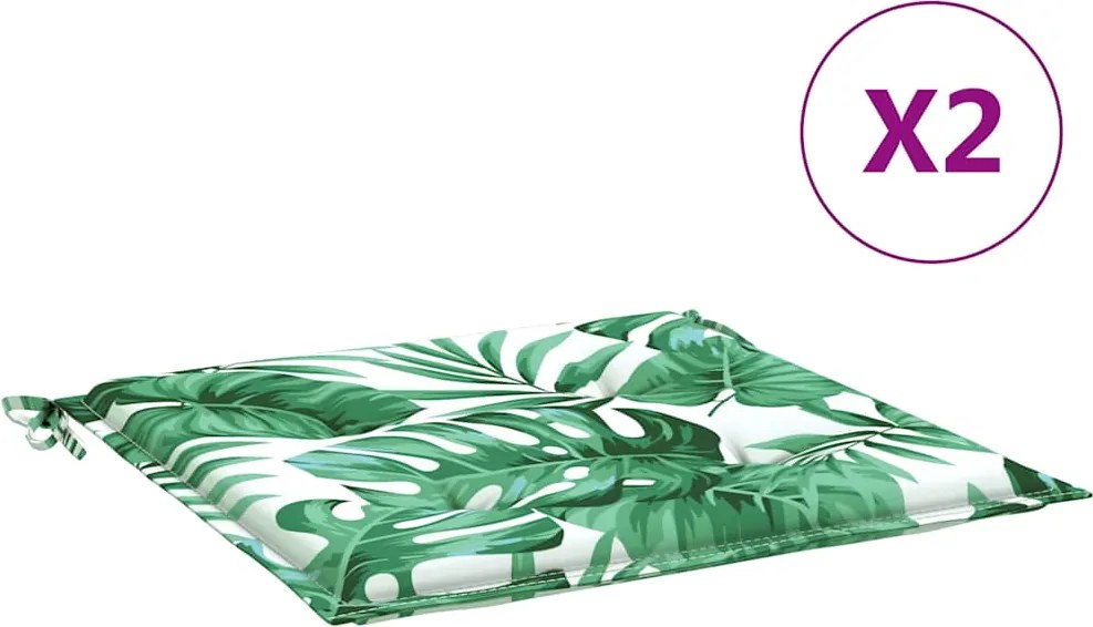 vidaXL Perne de scaun, model frunze, 2 buc., 50x50x4 cm, textil