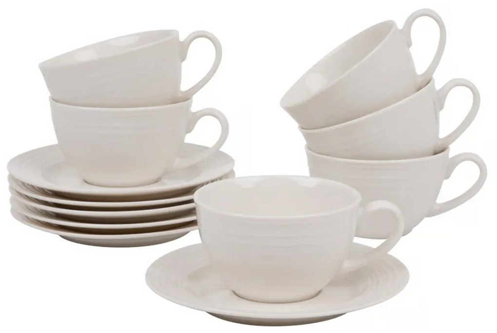 Set servire ceai sau cafea, 12 piese, 6 persoane, alb, Linea