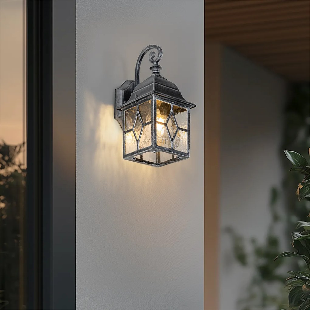 Lămpă de perete exterioară romantică argintiu antic - Londra