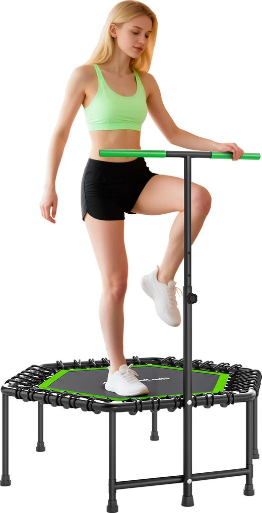 SPORTNOW Trambulină de Fitness 114x114x132 cm cu mâner reglabil în 3 nivele și cadru din oțel Verde și Negru | Aosom Romania