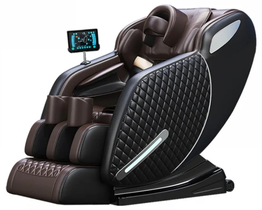 Fotoliu masaj IGNIUS, AI Voice, Incalzire, Bluetooth, Tableta ecran tactil color, Zero Gravity, 2 Boxe, Moduri Automate, Reglarea intensității masajului, Piele PU Premium, Negru