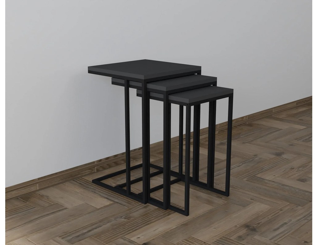 Set 3buc. măsuțe cafea Vudema (negru + antracit) . 1094342