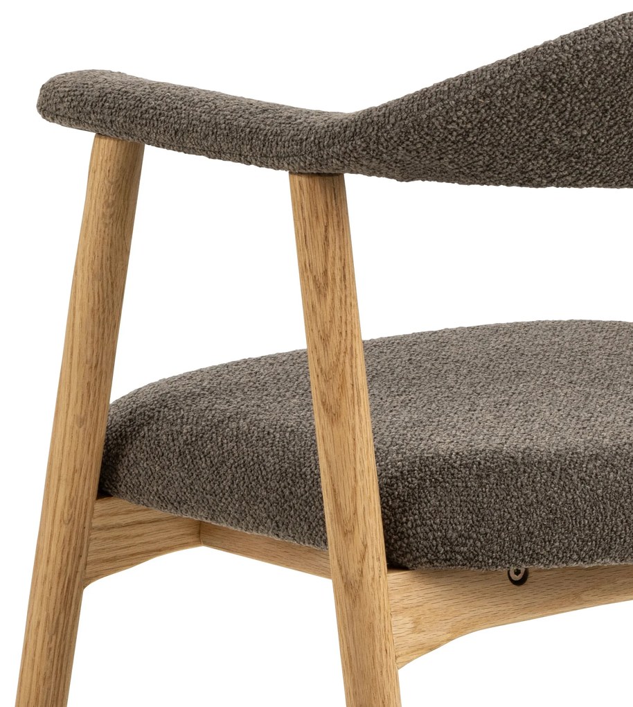 MAZZONI EXPORT ADELE Maro Taupe (țesătură Monza 40)/cadru Stejar Natural - SCAUN DIN LEMN BOUCLÉ PENTRU SALON SUFRAGERIE BUCĂTĂRIE RETRO