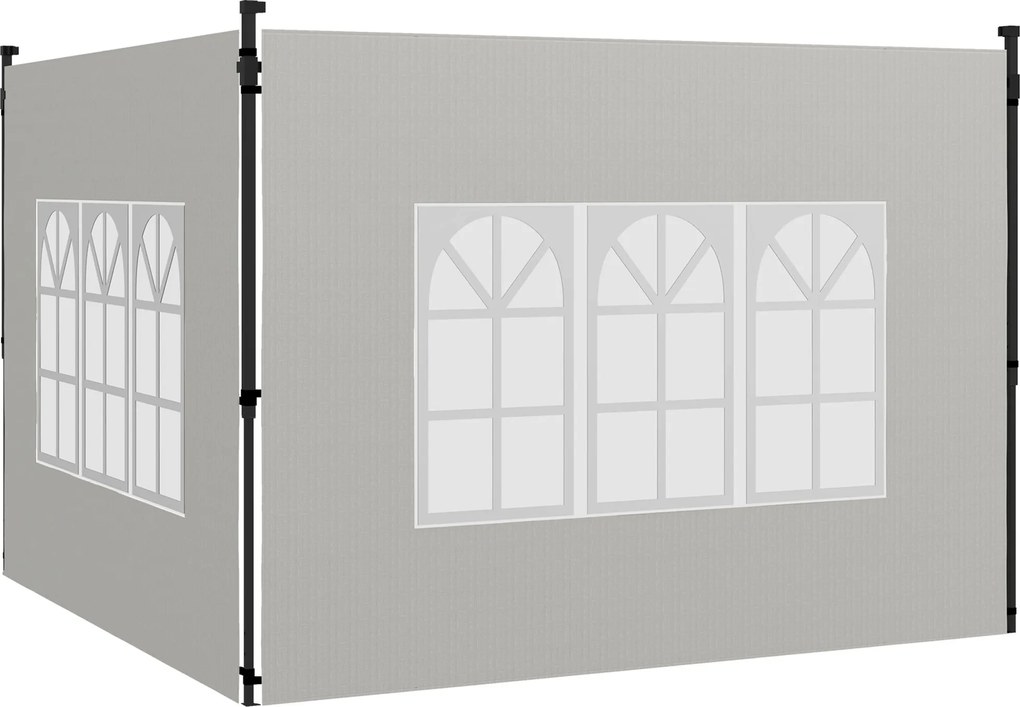 Outsunny Set 2 Pereți Laterali pentru Chioșcuri, Foi Foișor cu Ferestre din PE și Plastic, 3x3 m sau 3x6 m, Alb | Aosom Romania