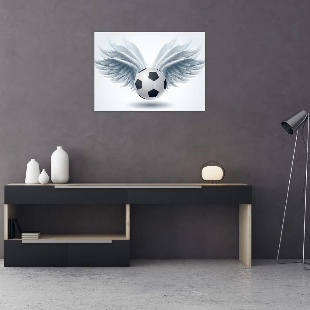 Tablou pe sticlă - Balon cu aripi (70x50 cm)