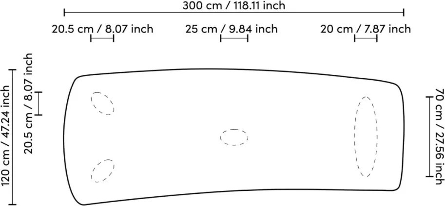 Masa design LUX Bergman L Charcoal grey, 300x120cm