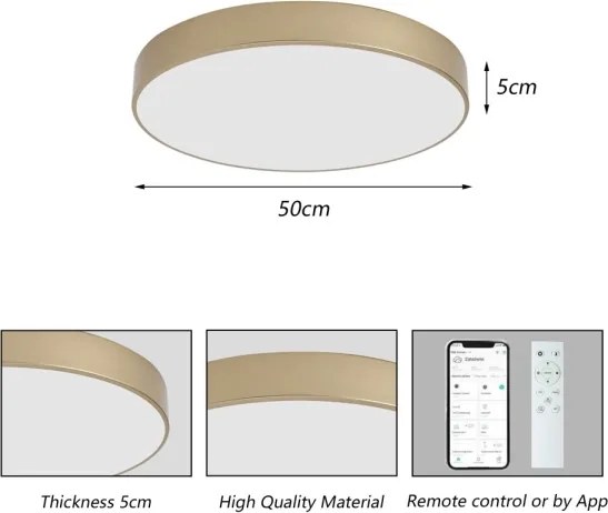 Brilagi-LED Lampă dimabilă POOL SMART LED/60W/230V 50 cm Wi-Fi Tuya aurie + telecomandă