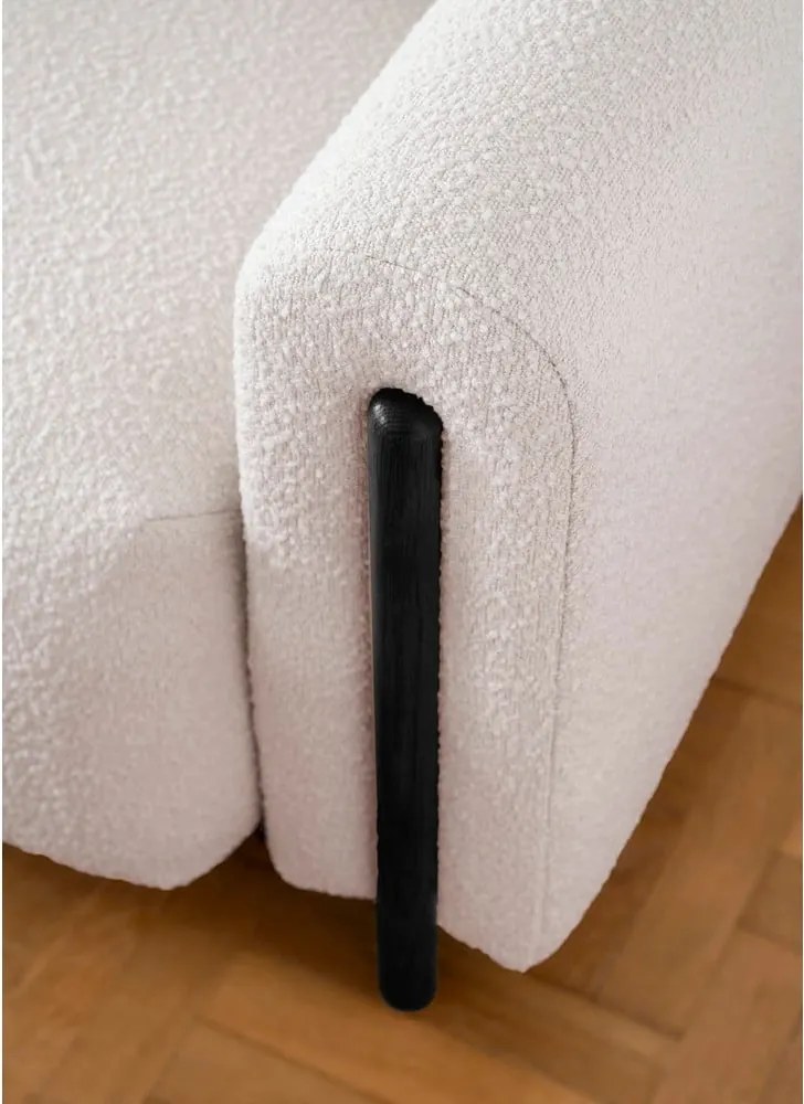 Canapea bej/crem extensibilă/cu spațiu de depozitare cu tapițerie din țesătură bouclé 244 cm Arcadova – ELTAP