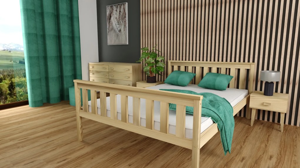 Pat de o persoana KALEA 90 x 200 cm, pin Saltele: Cu saltele Somnia 18 cm, Somiera pat: Cu lamele drepte