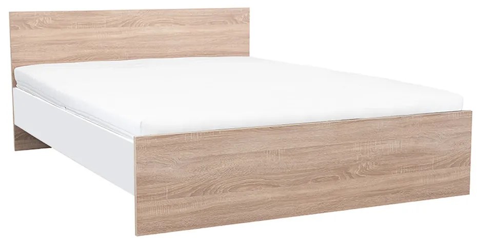 Pat dublu Miami fără cadru de pat 160x200 cm stejar sonoma-alb