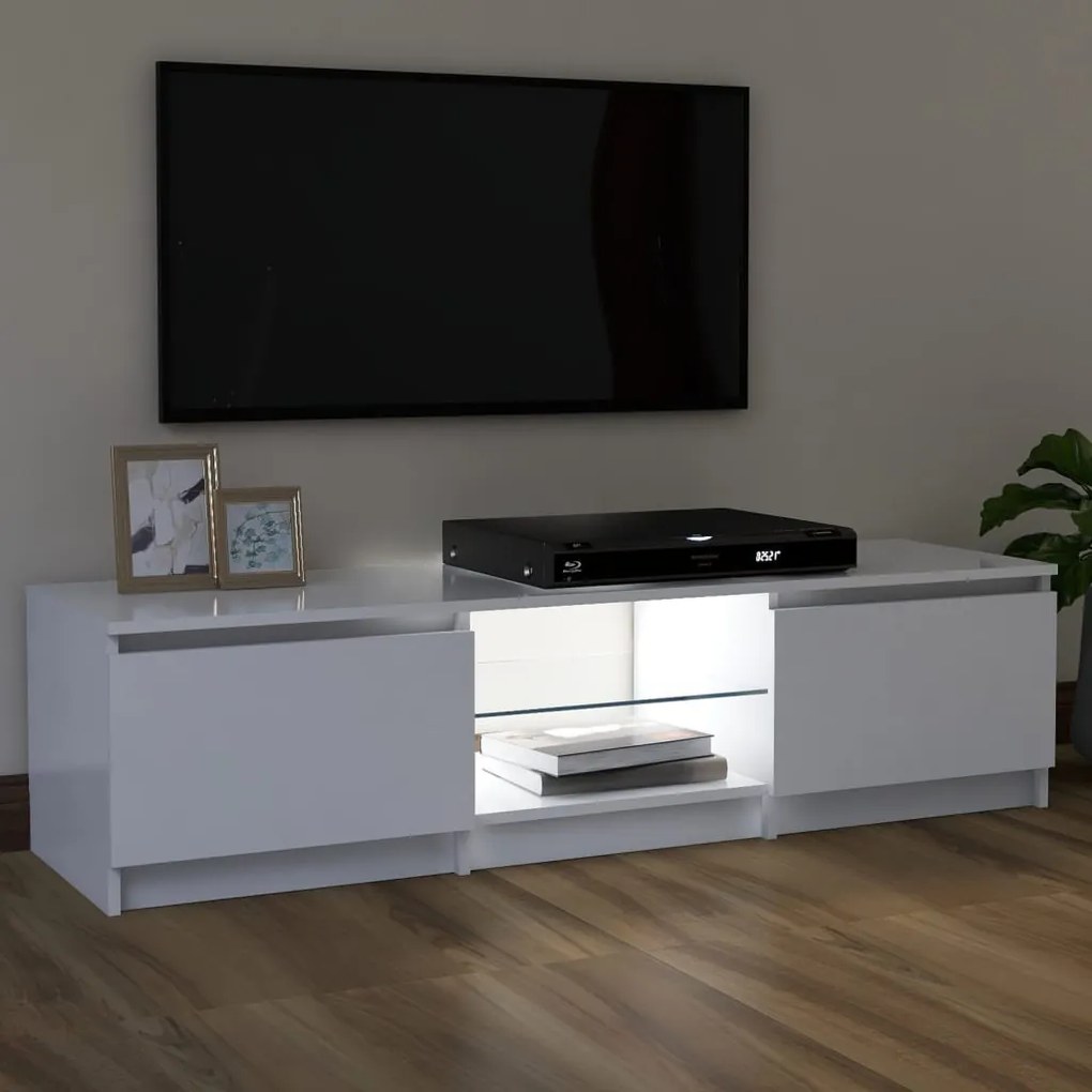 Comoda TV cu lumini LED, alb, 120x30x35,5 cm 1, Alb, 120 x 30 x 35.5 cm