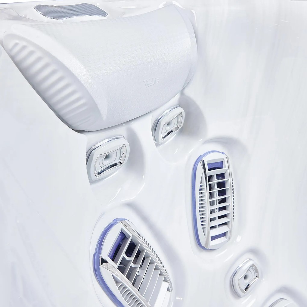 Minipiscina jacuzzi 6 persoane, alb-lucios, 43 jeturi, Infinity jets, LED, 215 215 cm, Wellis Atlas Life Essential