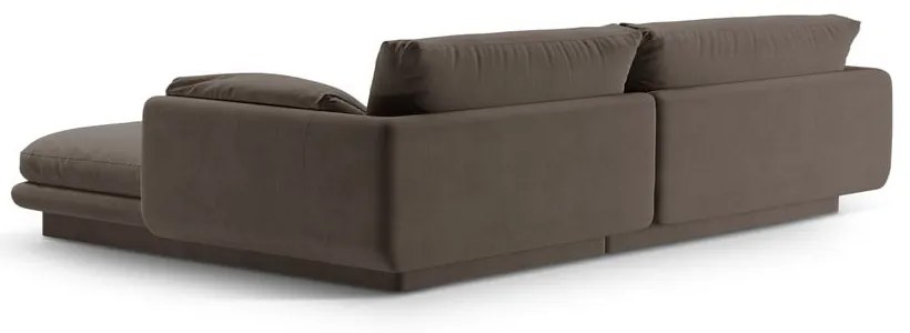 Colțar maro cu tapițerie din catifea (cu colț pe partea stângă /cu șezlong) Torino – Micadoni