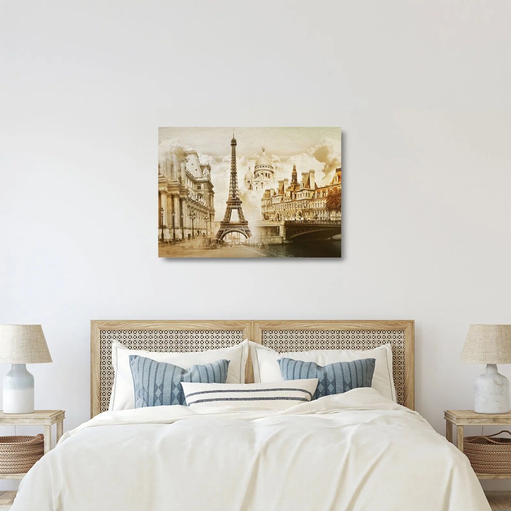 Tablou pe sticlă - Monumente din Paris (70x50 cm)