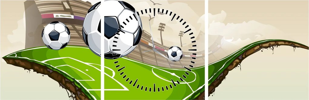 Tablou - Teren de fotbal (cu ceas) (90x30 cm)