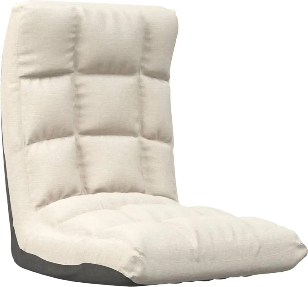 vidaXL Scaun de podea pliabil, crem, material textil