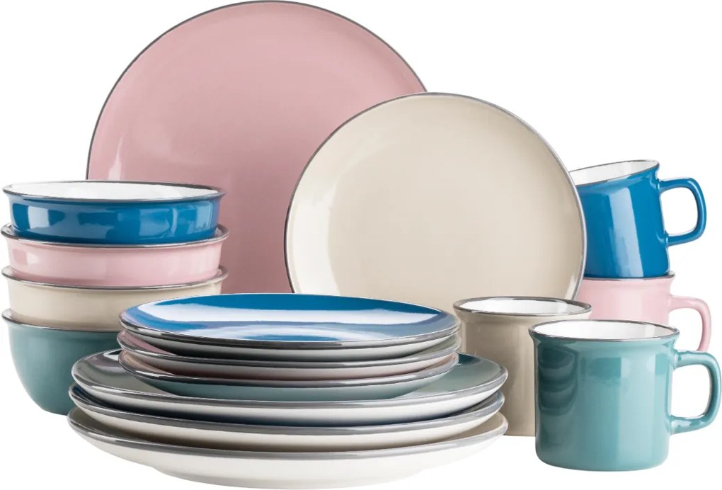 Mäser Set de veselă 16 piese MAILA – mix petrol