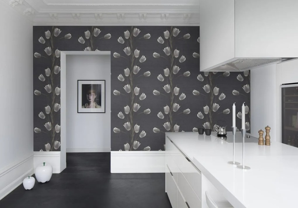 Tapet La Vie En Tulipe, Black, Rebel Walls