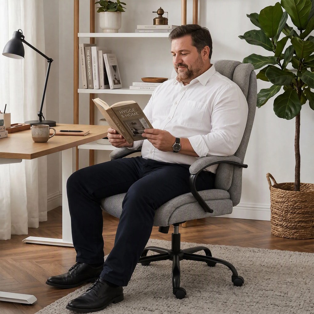 Vinsetto Scaun de birou ergonomic din material tip in, 220 kg, rotativ, reglabil pe înălțime, gri deschis | Aosom Romania