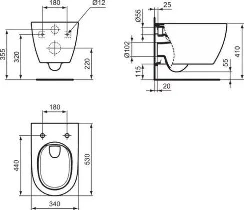 Set vas WC suspendat Ideal Standard I.life O cu capac softclose alb si bideu