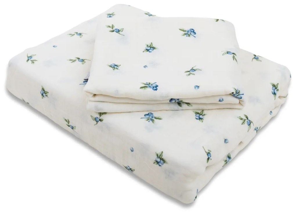 Lenjerie de pat din muselină Matex Afine, 140 x 200 cm, 70 x 90 cm