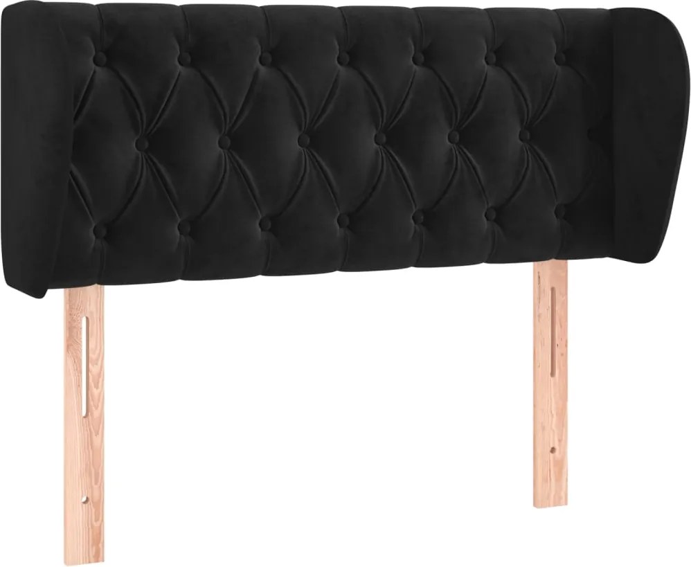 vidaXL Tăblie de pat cu aripioare negru 103x23x78/88 cm catifea