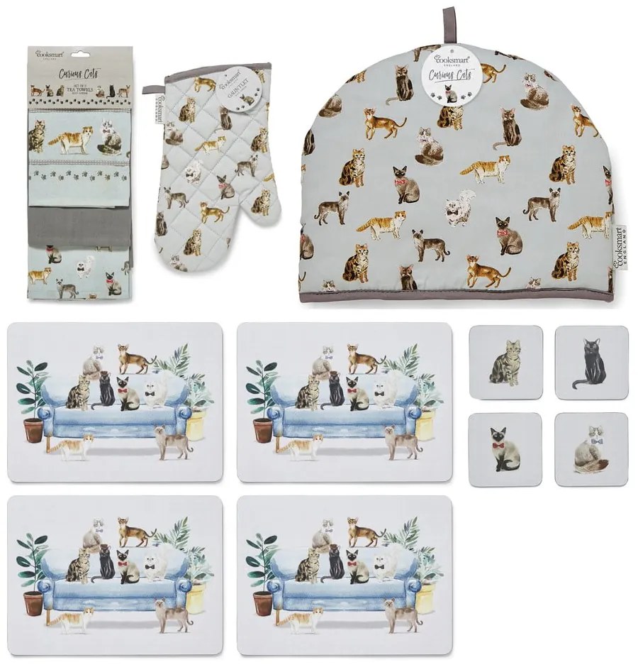 Set de textile pentru bucătărie 13 buc. Curious Cats – Cooksmart ®