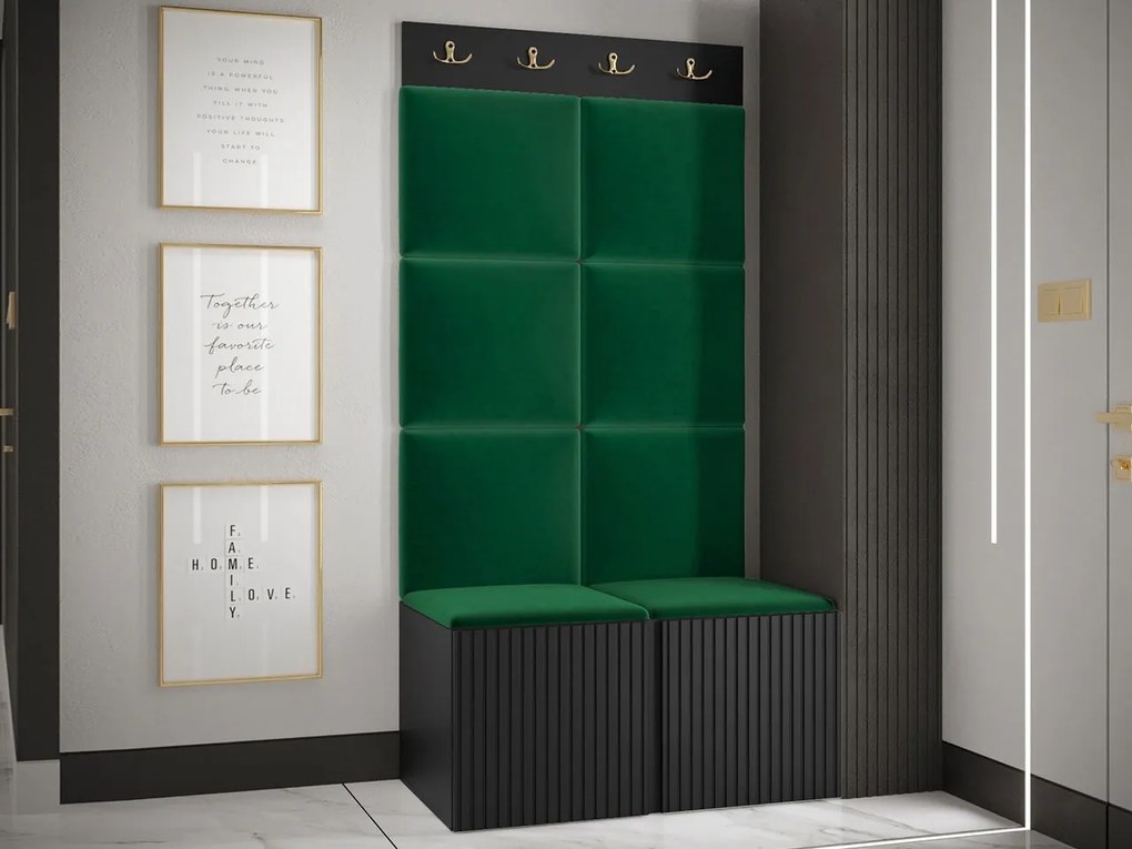 Mobilier hol Tewarota Slim IV (Negru + Verde) . 1104839