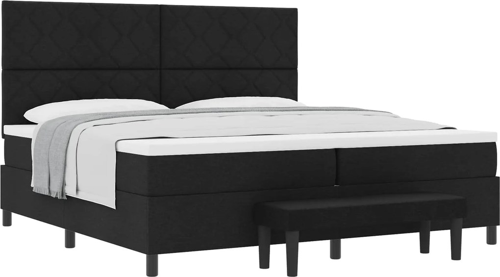 vidaXL Pat cu arcuri cu saltea Negru 200 x 200 cm țesătură