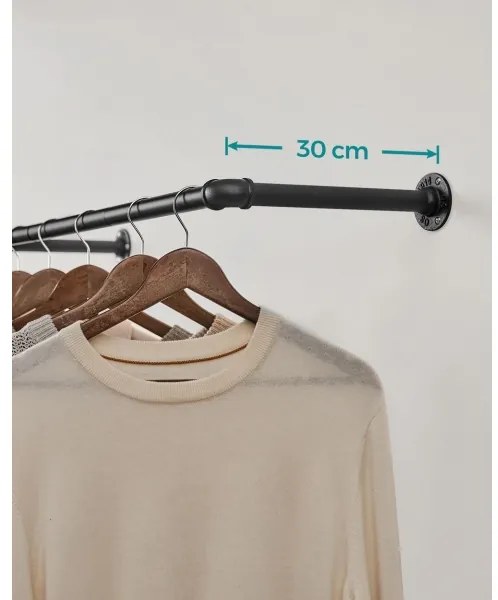 Set de 2 suporturi de perete LINEA pentru umerașe, negru