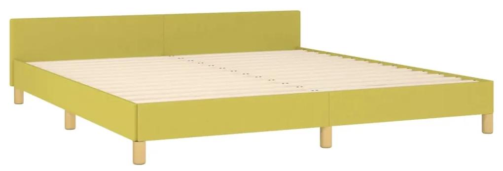 Cadru de pat cu tablie, verde, 160x200 cm, textil Verde, 160 x 200 cm, Benzi orizontale