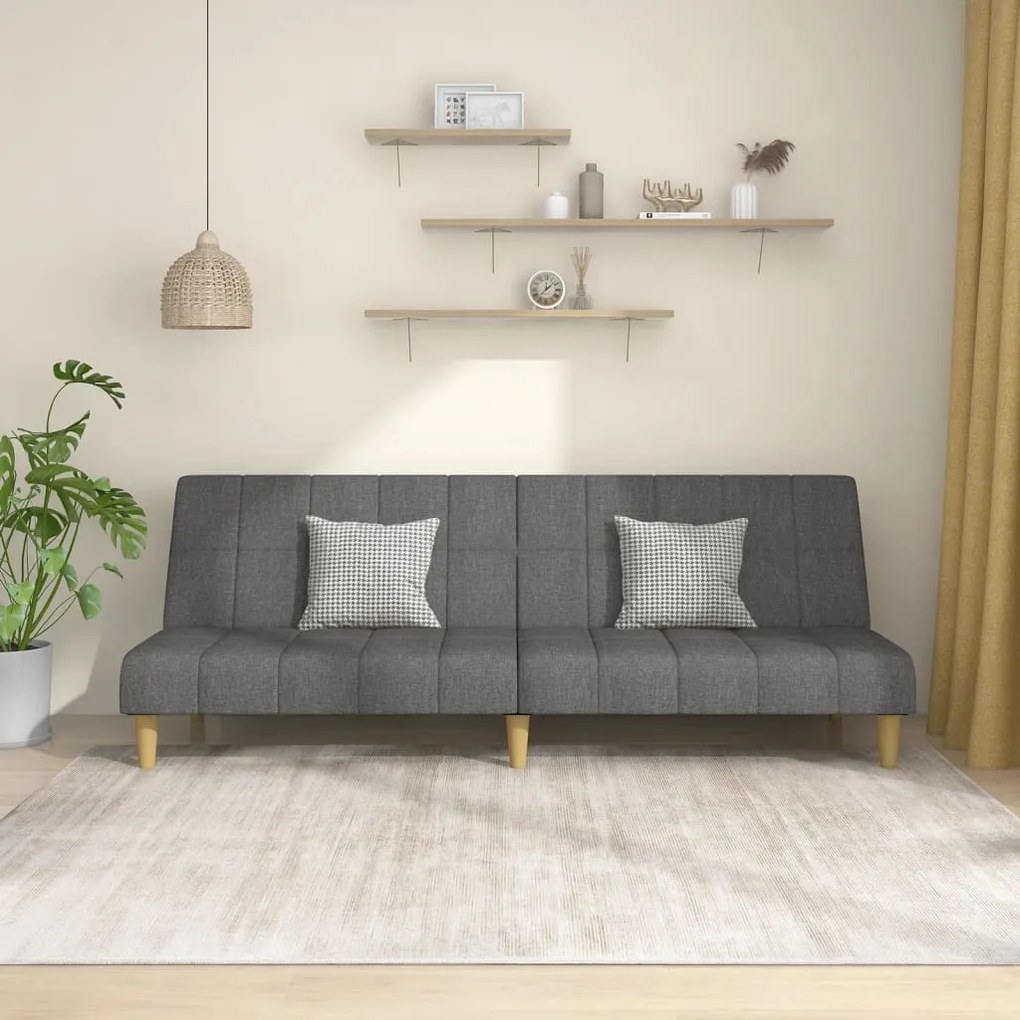 337477 vidaXL Canapea extensibilă cu 2 locuri, gri deschis, țesătură
