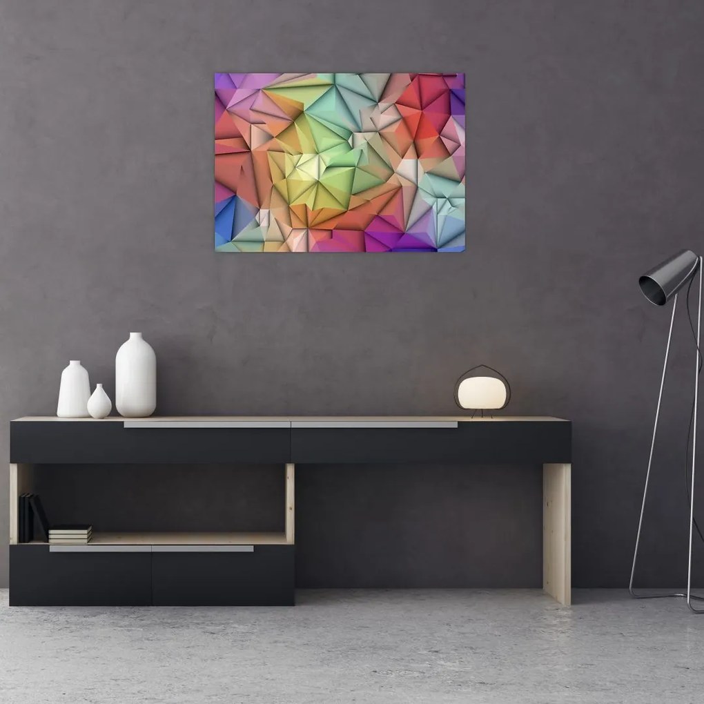 Tablou pe sticlă - Abstracția poligonală (70x50 cm)