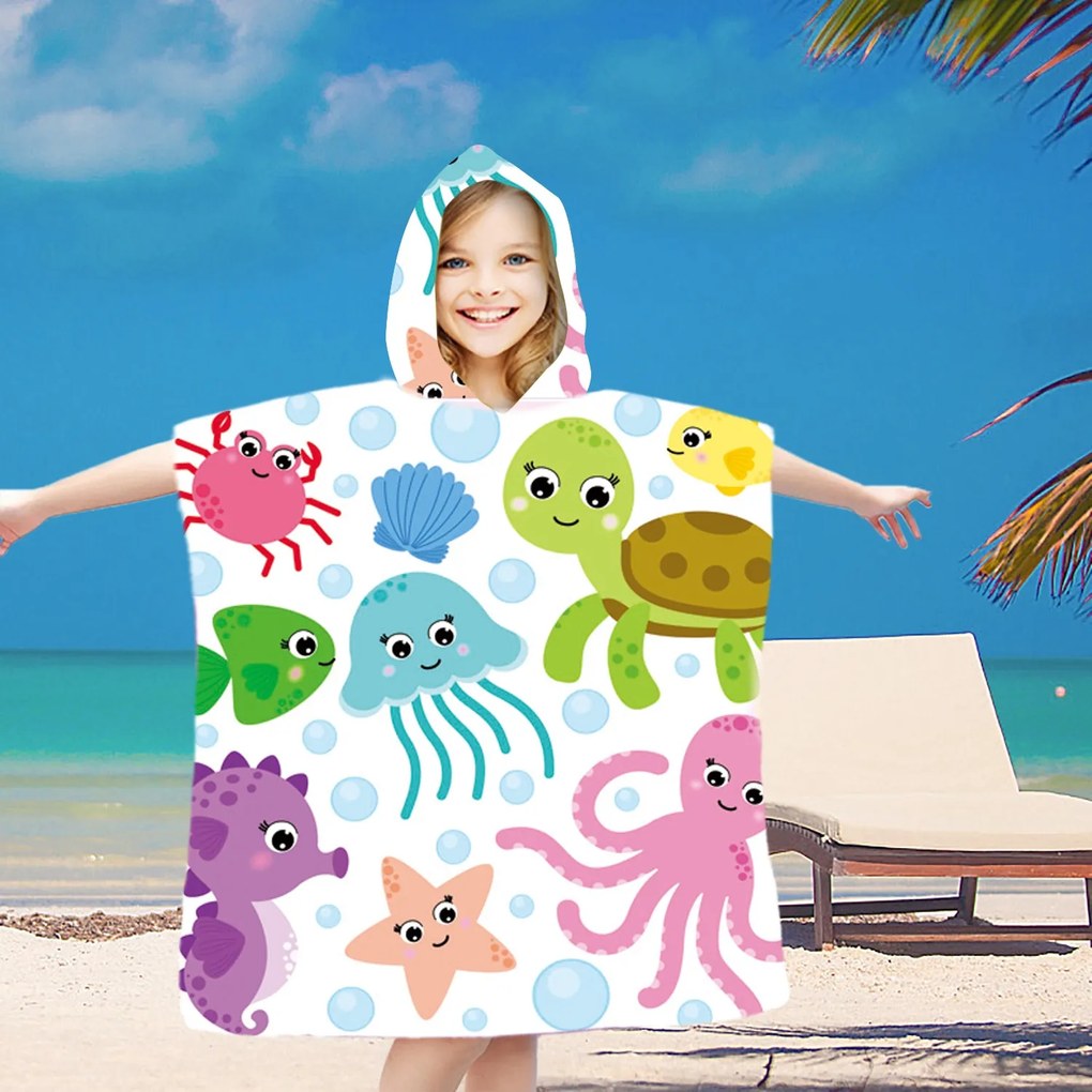 Poncho de copii SPLASH colorat 60x90 cm