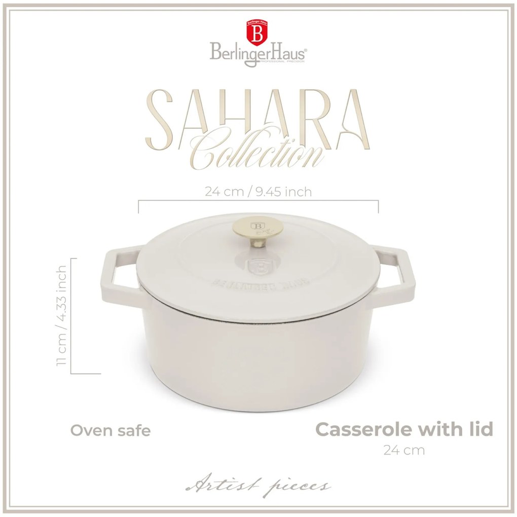 Oala fonta cu capac 24 cm Sahara Berlinger Haus BH 6528