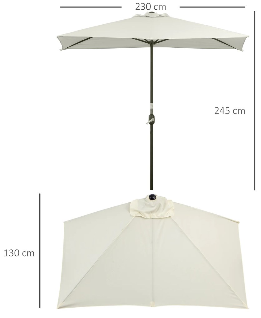 Outsunny Umbrelă de Perete Semicirculară Maro, cu Manivelă, Design Spațiu-Eficient pentru Terasă și Balcon, Φ270x245cm | Aosom Romania