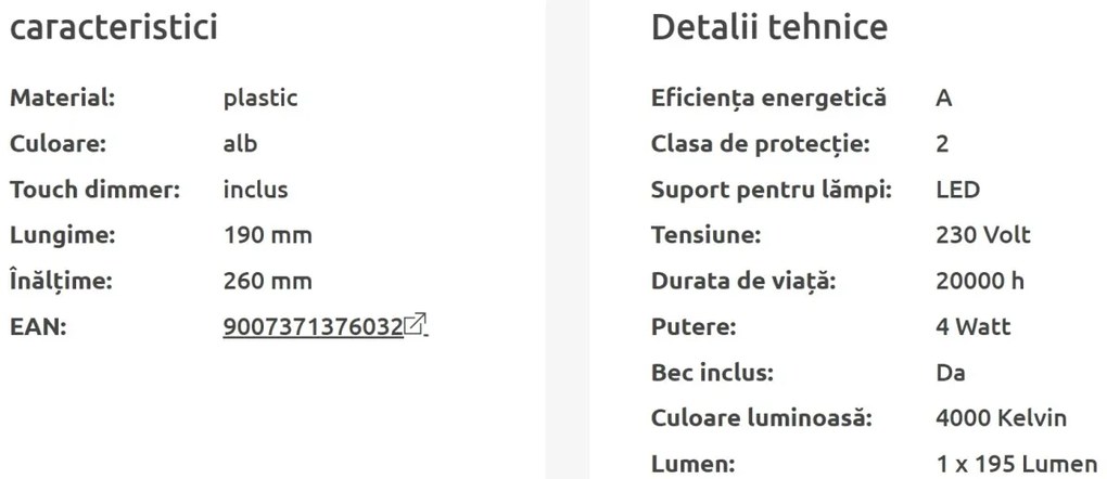 Veioza LED dimabila / Lampa de birou cu touchdimer TYRELL alba 58329W GL