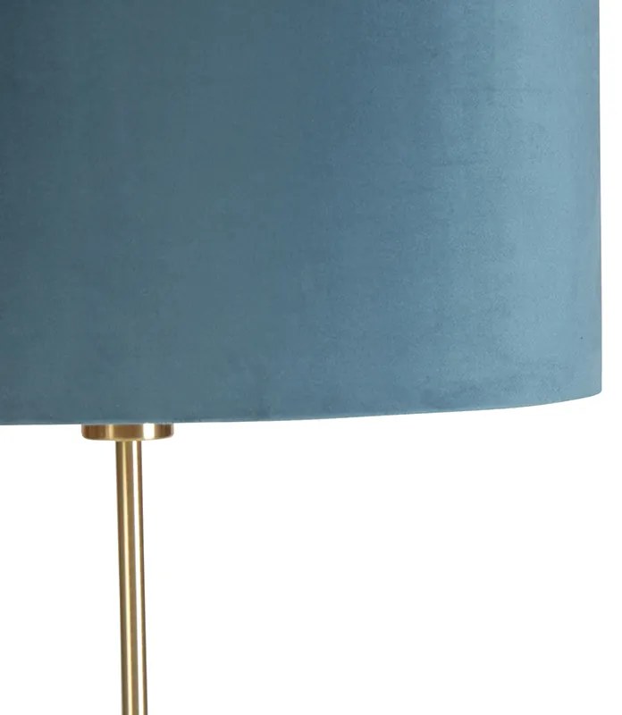 Lampă de podea auriu/alamă cu abajur din catifea albastră 40/40 cm - Parte