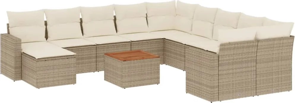 vidaXL Set canapele de grădină cu perne, 12 piese, bej, poliratan