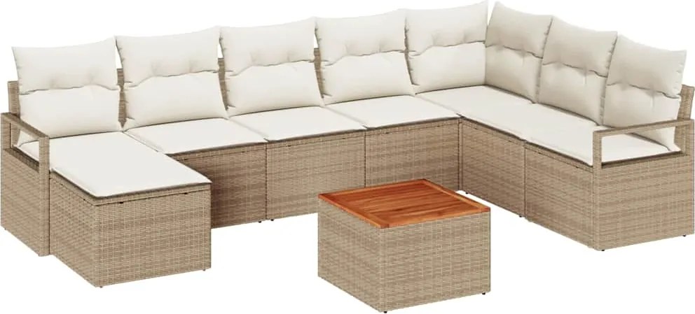 vidaXL Set de canapele pentru grădină 9 pcs Bej și crem poliratan