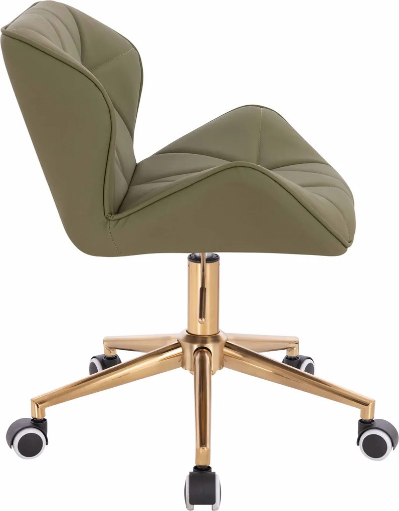 HR111K Scaun Khaki Piele Ecologica Premium Soft cu Bază Aurie