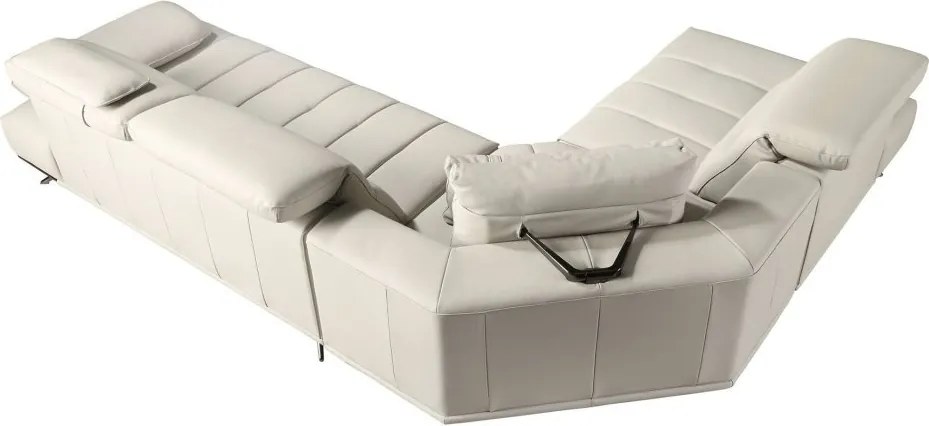 Coltar LUX design italian cu sezlong stanga Cowhide gri deschis