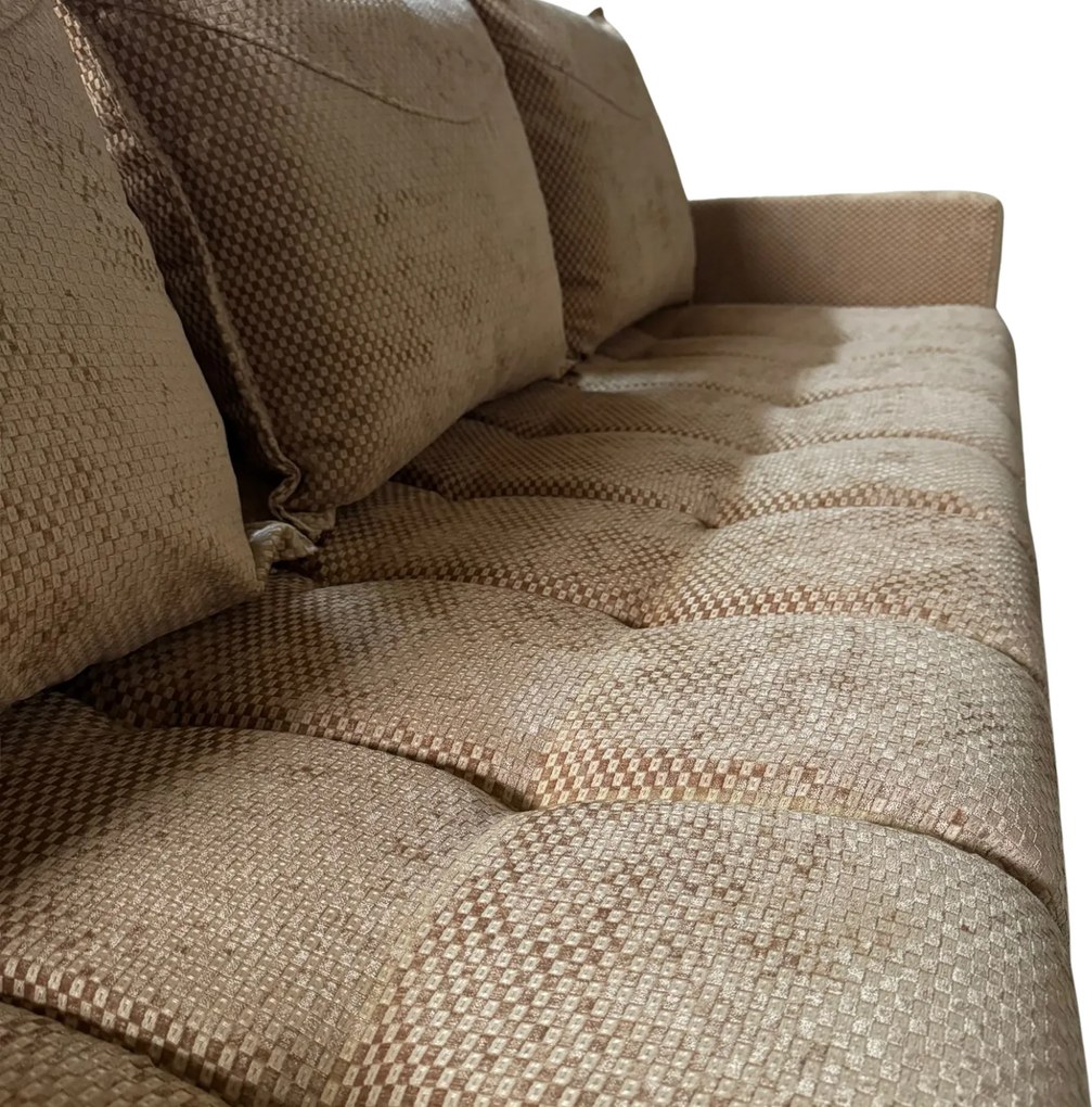 Canapea ZARA extensibila, 3 locuri, cu lada de depozitare, stofa bej auriu , 220x95x80 Bej Auriu, Stofa, 220 cm