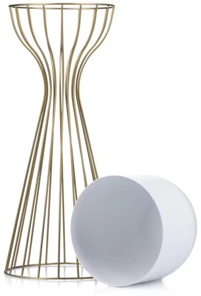 Ghiveci metalic de flori LOFT 56x20 cm auriu/alb