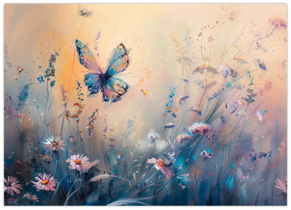 Tablou - Pajiște cu Fluture II (70x50 cm)